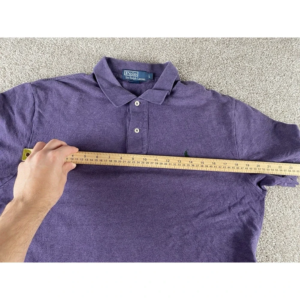 Polo Ralph Lauren Soft Touch Cotton Purple Polo Shirt Mens L Green Pony Preppy